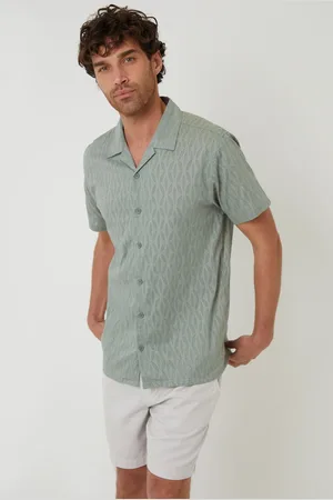 Threadbare 100% Cotton Pluck Textured Revere Collar Short Sleeve Shirtxlarge