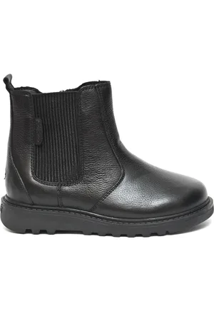 Toezone Lily Girls Leather Gusset and Zip Ankle Black Boots