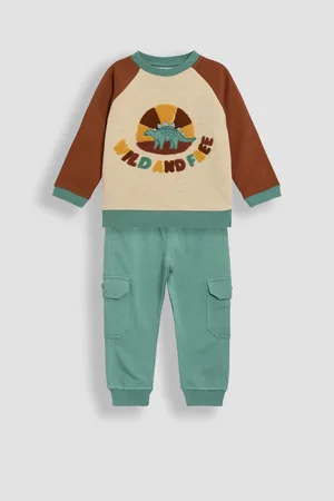 JoJo Maman Bébé Dino Appliqué Sweatshirt & Cargo Joggers Set116122cm