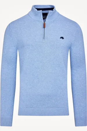 Raging Bull Blå Classic Quarter Zip TrøjeMiddel