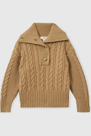 Reiss Etta Cotton-Blend Open-Collar Cable-Knit Jumper With Wool12 - 13 år (152 - 158cm)