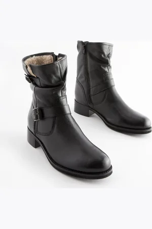 Next Forever Comfort Leather Faux Fur Lined Slouch Ankle Boots