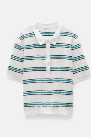 Hush Puppies Pailletter Stribet strikket 100% bomuld Polo-skjorterxlarge