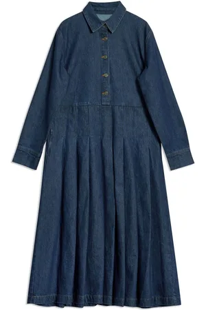 Albaray Denim Blue Pleated 100% Cotton Shirt Dress42