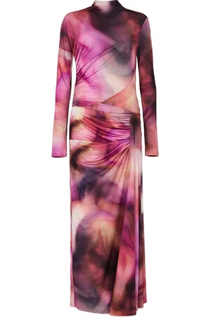 DASKA Leo Maxi Dress With Long Sleeves And Side Ruched Detailmedium
