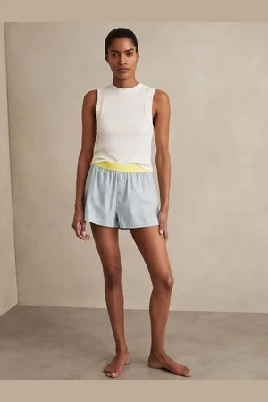 Reiss Kiera Linen-Blend Contrast-Waist Boxer Shortssmall