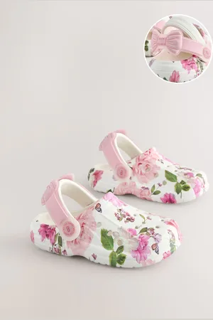 Ted Baker Girls White Clogs with Ankle Strap and Bow