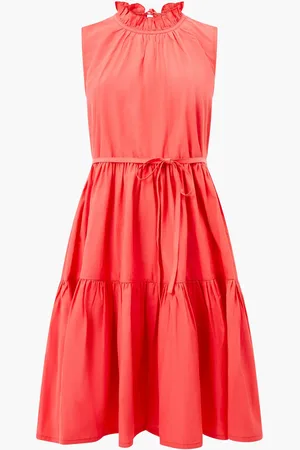 French Connection 100% Cotton Era Poplin Ærmeløs Høj hals KjoleL