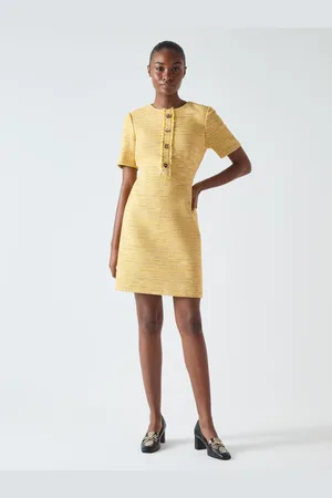 LK Bennett Varley Cotton Blend Tweed Mini Dress With Button Detail36