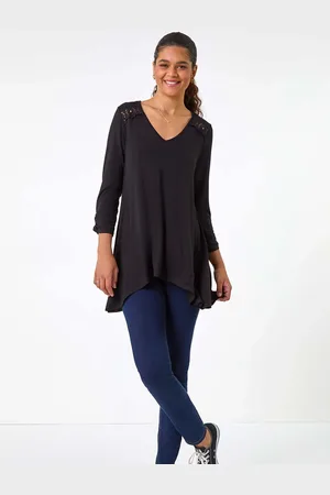 Roman Floral Print Crochet Tunic Stretch Top48
