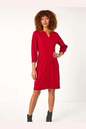 Roman Ponte Notch Neck Midi Dress46