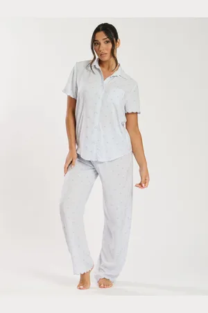 Loungeable Heart Stripe Short Sleeve Shirt and Trousers Setlarge