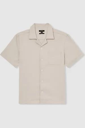 Reiss Nitus Herringbone Twill Cuban Collar Short Sleeve ShirtSmall