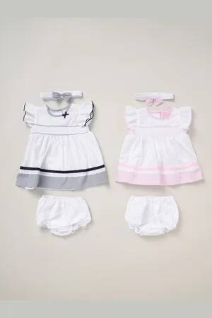 Rock-a-bye Baby Boutique Pink 100% Cotton Dress Knickers and Bow Headband Outfit Set8692cm