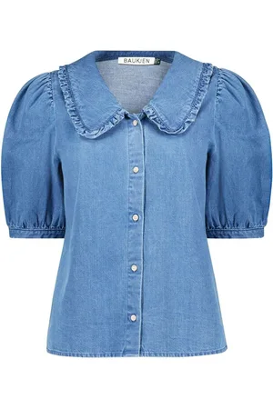 Baukjen Blue 100% Cotton Dani Organic Denim Collar Blouse46