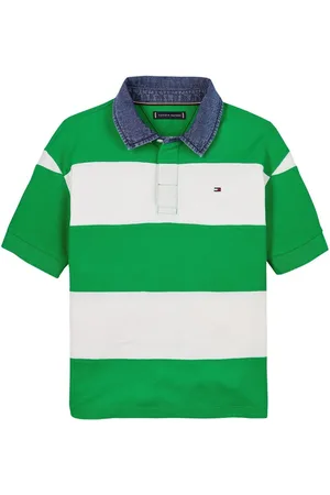 Tommy Hilfiger Collar Stripe Short Sleeve 100% Cotton Polo Shirt122128cm
