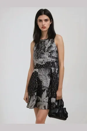 Religion Palm Mini Dress In Metallic Print34