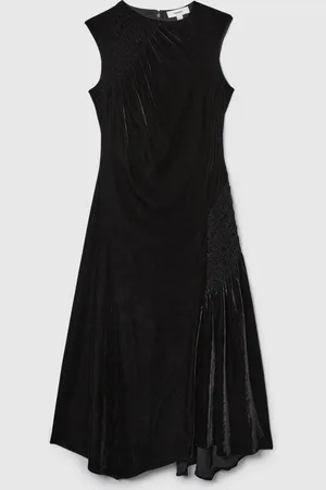 Reiss Blakely Velvet Shirred Panel Midi Kjole32