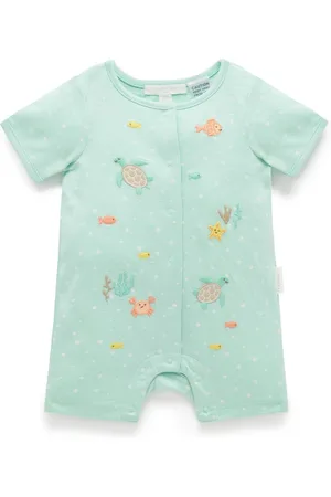 Purebaby Under The Sea 100% Cotton Short Rompersuits7480cm