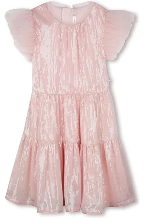 Billieblush Pink Iridescent Party Occasion Dress With Mesh Frill Sleeves4 år (104cm)