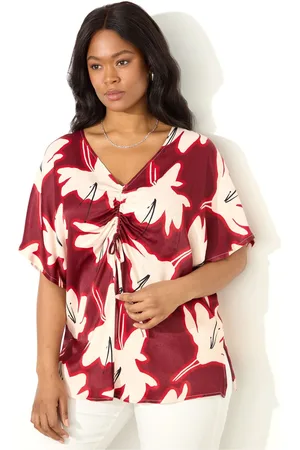 Live Unlimited London Curve Petite Pleat Front Flutter Sleeve Blouse44