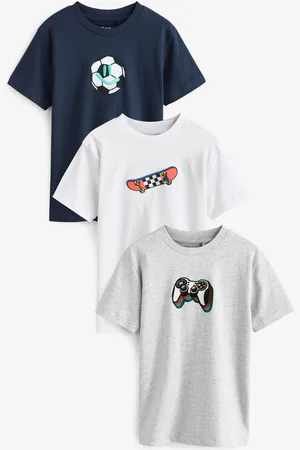 Next Normal pasform Grafisk 100% Bomuld Kortærmet T-shirt 3 Pakke (3-16år)134140cm