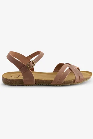 CELTIC & CO. Triple Strap Low Wedge Brown Muleseu41