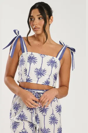 South Beach 100% Cotton Printed Tie Shoulder Blouses44