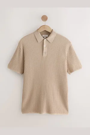 Next Regular Fit Silk Rich Signature Short Sleeve Rib Texture Knit Polo Shirtxsmall