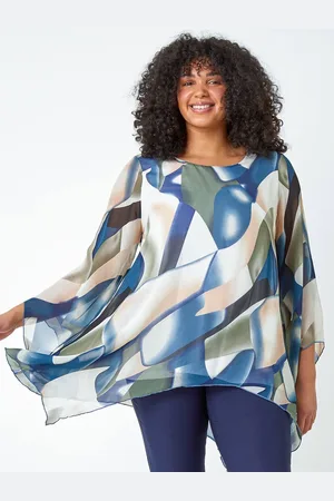 Roman Curve Abstrakt Chiffon Overlay Top46