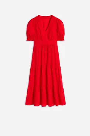 Boden Anna 100% Linen Tiered Midi Dress46
