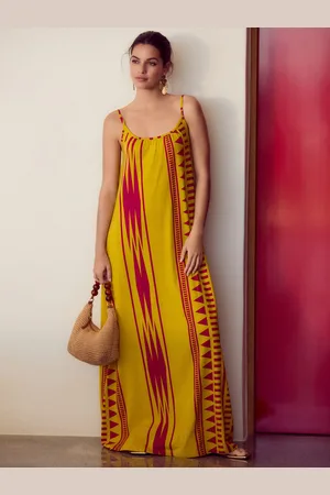 Next Maxi Længde Trapeze Form Ruched Neckline Tynd Vest Strap Kjole2XL Reg