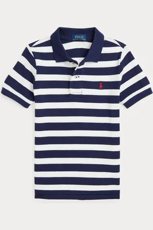 Ralph Lauren Boys Striped Pique Blue/White 100% Cotton Polo Shirt1.5 Yrs