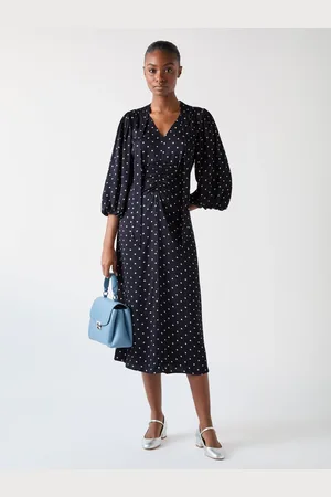 LK Bennett Hester Spot Viscose Crepe Satin Dresses40