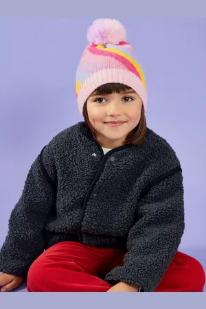 Accessorize Girls Stripe Fluffy Winter Pom Beanie Hat7 - 12 år (122 - 152cm)