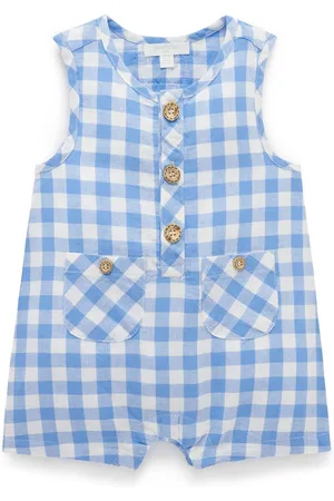 Purebaby Gingham Linen Blend Romper7480cm