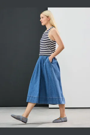 Next Full A-line Denim 100% Cotton Midi Skirt50