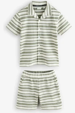 Ted Baker Green Stripe Textured Shirt And Shorts Set13 år (158cm)