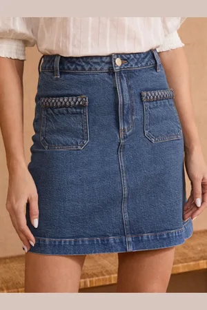 Love & Roses Denim Plait Patch Pocket Mini Skirt44