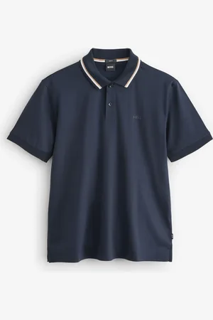 HUGO BOSS Penrose Slim Fit Striped Collar 100% Cotton Polo ShirtS