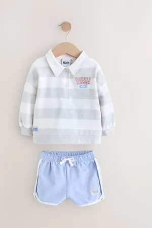 Next 100% Cotton Minnie Mouse Stripe Rugby Sweatshirt And Shorts Set (3mths-7yrs)9 - 12 måneder (74 - 80cm)