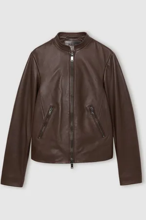 Reiss Allie Læder Collarless Biker Jakke38