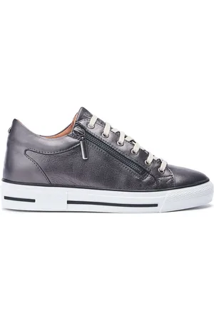 Moda In Pelle White Bramleigh Hidden Wedge Leather Trainers With Side Zip Detail