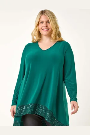 Roman Curve Sequin Hem Stretch Top54