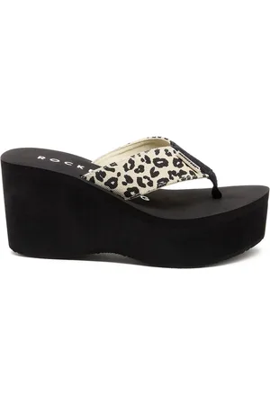 Rocket Dog Animal Leopard Print Crush Leon Fabric Flip Flopseu42