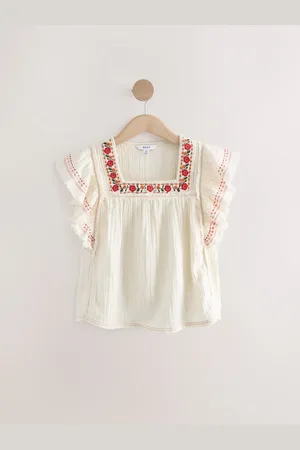Next Soft Short Sleeve Embroidered Square Neck Blouse46