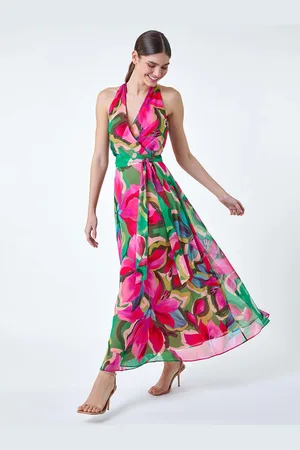 Roman Floral Print Halterneck Maxi Dress48