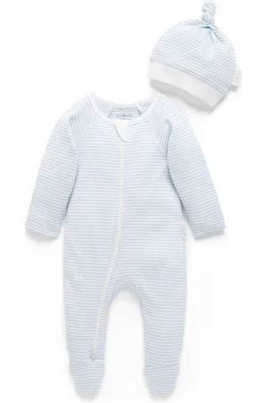 Purebaby Zip 100% Cotton Sleepsuits & Hats 2 Pack6 - 12 måneder (68 - 80cm)