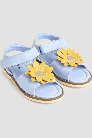 JoJo Maman Bébé Flower Leather Sandalsuk6eu23