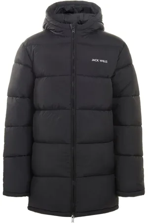 Jack Wills Boys Longline Black Puffer Coat12 - 13 år (152 - 158cm)